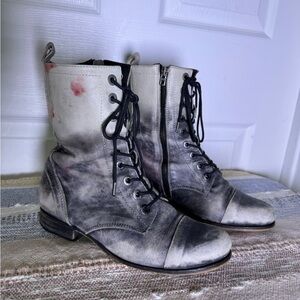 Diesel Black and Gray Ankle Boots with Red Accents